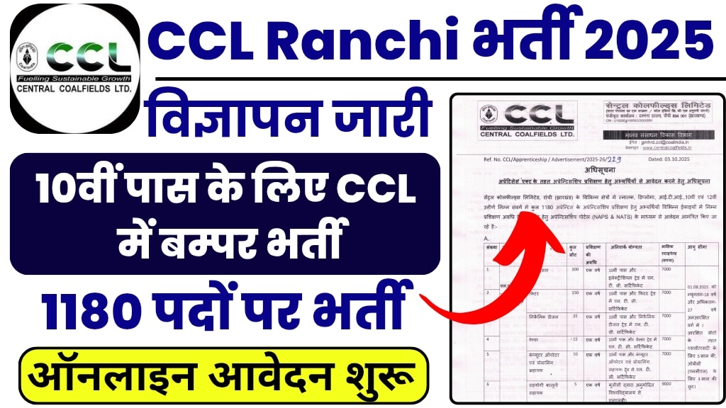CCL Ranchi Recruitment 2025